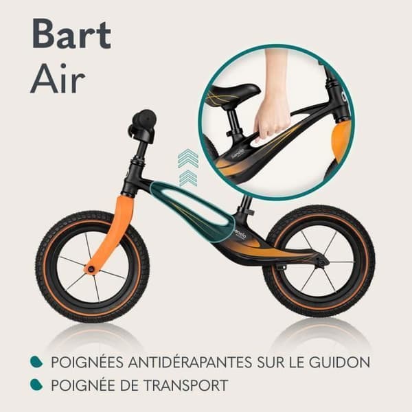 LIONELO Bart luftbalanscykel - Barncykel - Lätt - Styre och sadeljustering - Grön