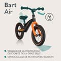Miniatyrbild 4 av 4: LIONELO Bart luftbalanscykel - Barncykel - Lätt - Styre och sadeljustering - Grön