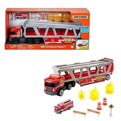 MATCHBOX FIRE RESCUE HAULER PLAYSET MED TEMA MED 1 V MED ELD-TEMA
