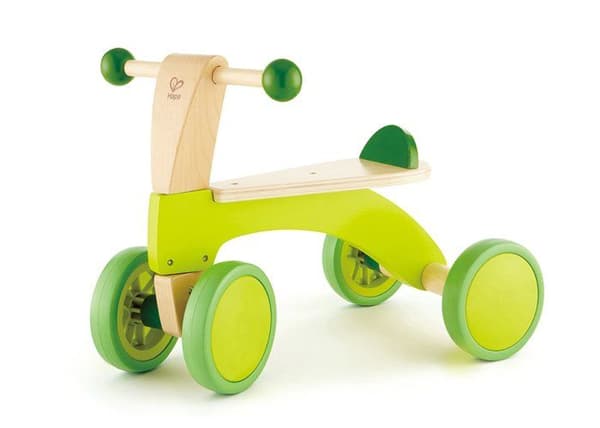 Trehjuling i trä utan pedal - HAPE - 4-hjulig balanscykel - Grön - Blandad - Från 12 månader