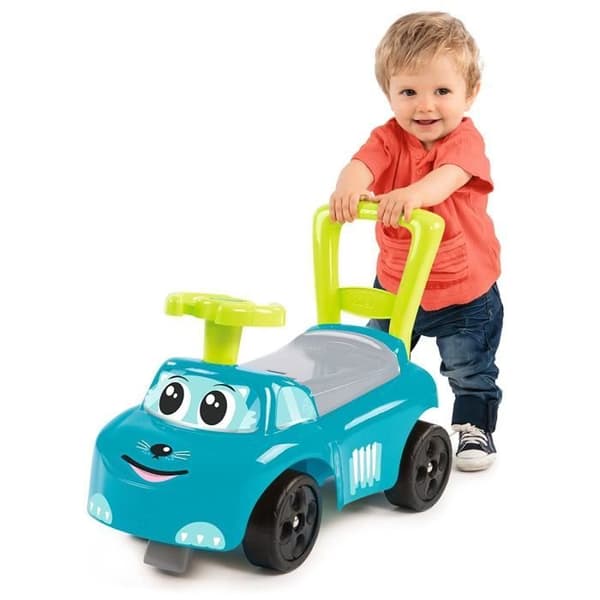Smoby - Blå bilhållare - Walker-funktion - Leksakslåda - 10 månader och över - Tillverkad i Frankrike