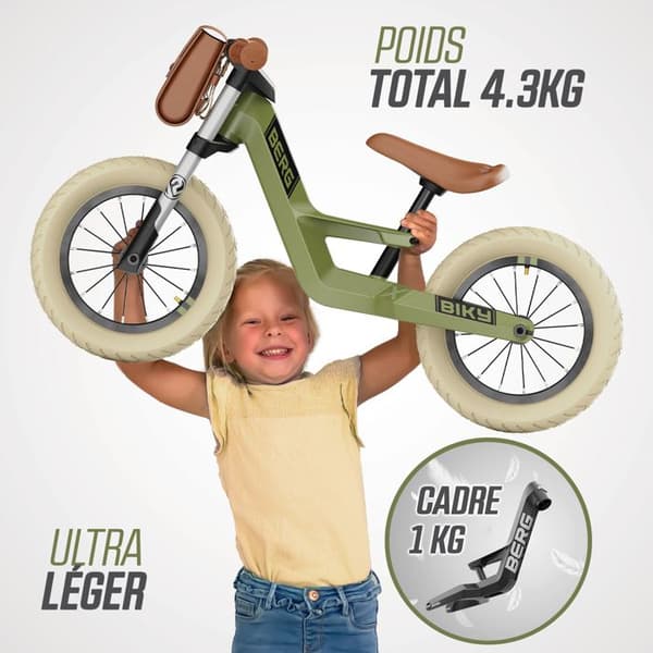 Balanscykel - BERG TOYS - Green Retro Biky - Lätt och bekväm - För barn från 2 till 5 år