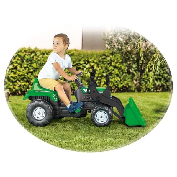 Pedaltraktor - DOLU - Ranchero - Grön/Svart - Framskjutare - Signalhorn