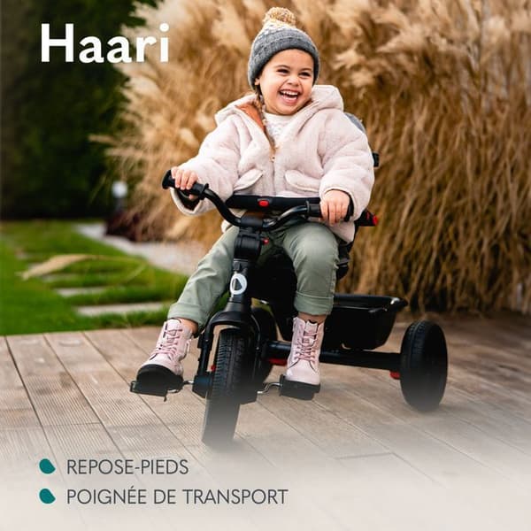 LIONELO Haari Skalbar babytrehjuling - Vändbar sits - Stor korgväska - Mugghållare - Frihjul - Blå