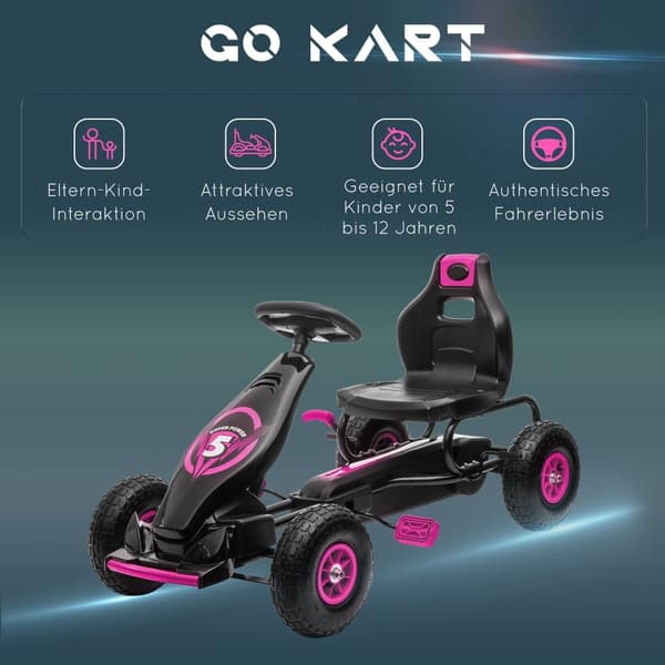 Gokart, 121x58x61 cm, vaaleanpunainen
