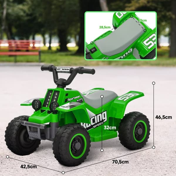 Elektrisk Quad til Børn, 70.5x42.5x46.5 cm, Grøn