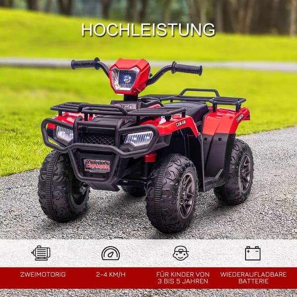 Elektrisk Børne Quad, 88x45x50 cm, Sort+Rød