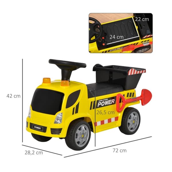 Leksaksgrävmaskin att rida på, Sitzbagger, 72x28.2x42 cm, Gul