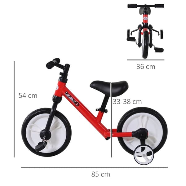 Børnecykel, 85x36x54 cm, Rød