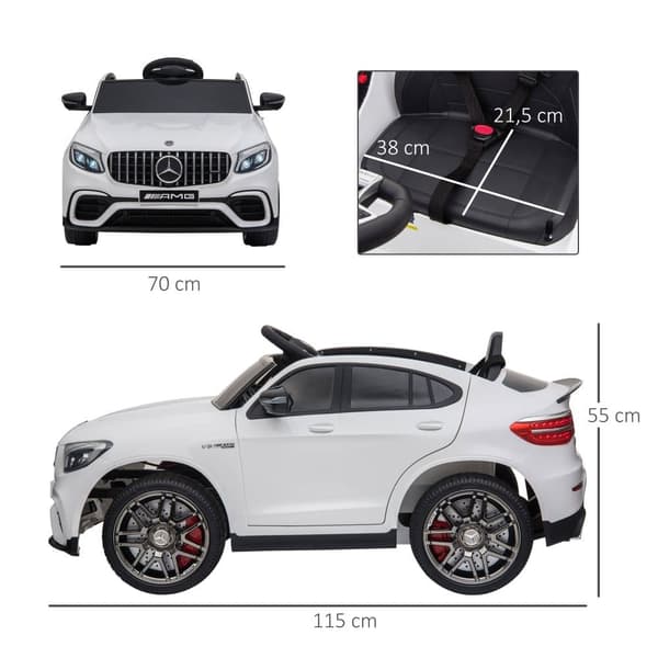 Elektrisk bil för barn, 12V Mercedes-Benz AMG GLC63S COUPE, 115x70x55 cm, Vit
