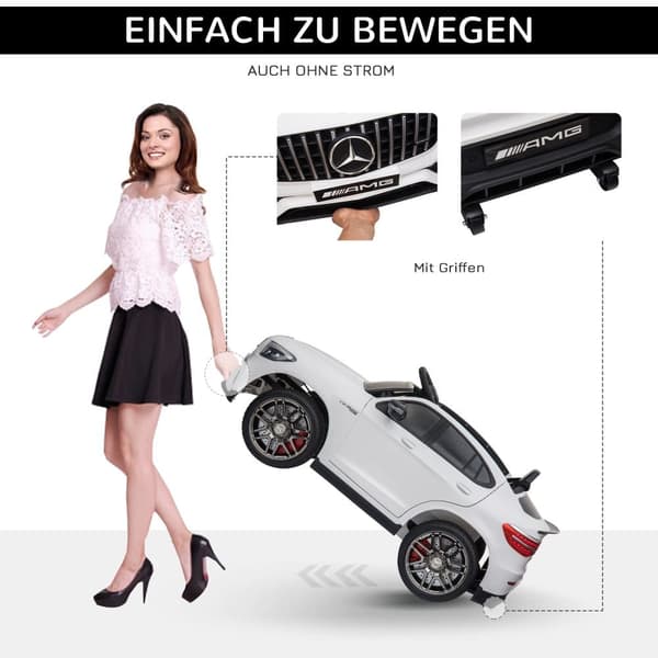 Elektrisk bil för barn, 12V Mercedes-Benz AMG GLC63S COUPE, 115x70x55 cm, Vit