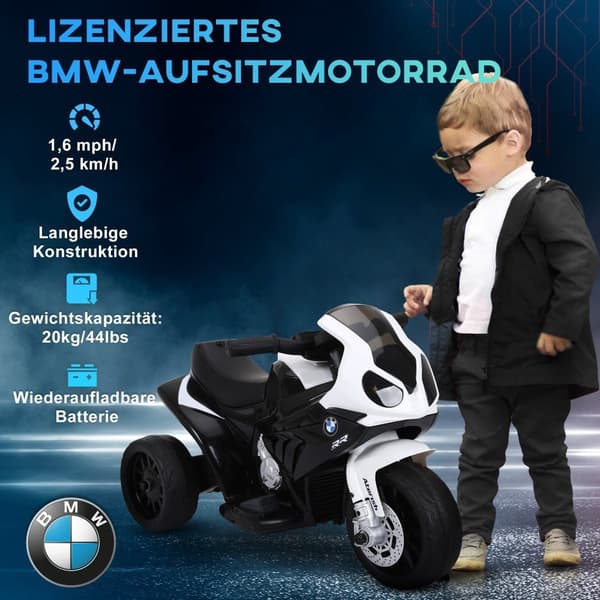 Elektrisk Børnemotorcykel, BMW S1000RR, 66x37x44 cm, Sort