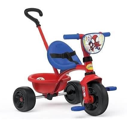Smoby - Be Fun Trehjuling - Spidey - Justerbar från 15 månader till 3 år - Föräldrastyre justerbart i 3 lägen - Säkerhetsbälte