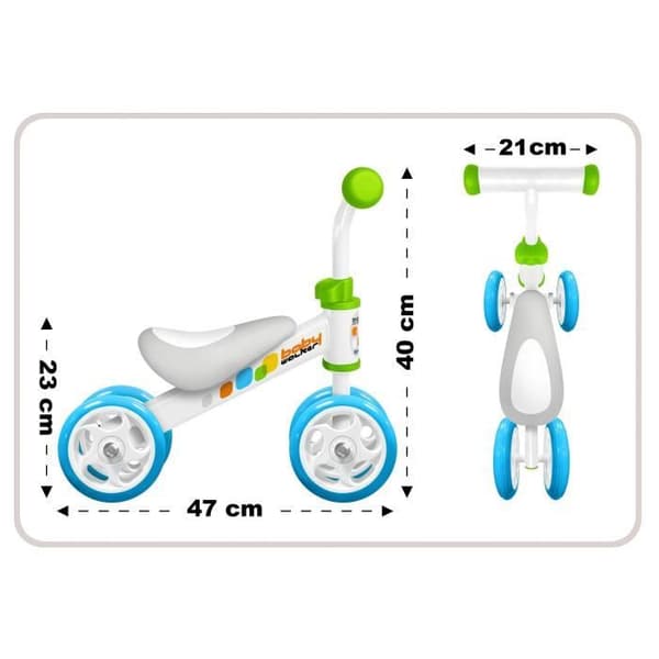 Baby Walker -liukujalustainen tasapainopyörä - ergonominen teräsrunko - 4 PVC-pyörää - mukava ja turvallinen - vihreä