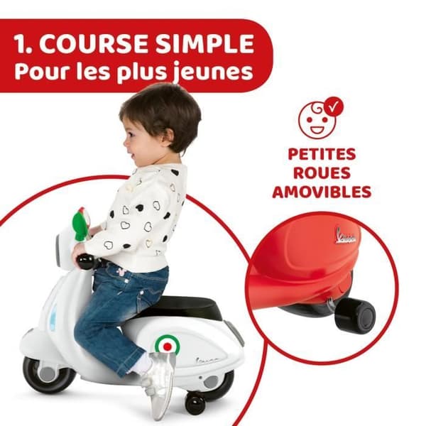 Vespa Primavera CHICCO åkskoter för barn - vit - 12 månader och över