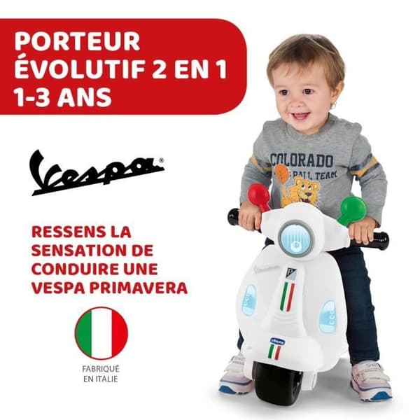 Vespa Primavera CHICCO åkskoter för barn - vit - 12 månader och över