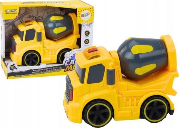 Camion Leantoys betongmalare leksak, roterande, drivning, ljus, ljud, gul