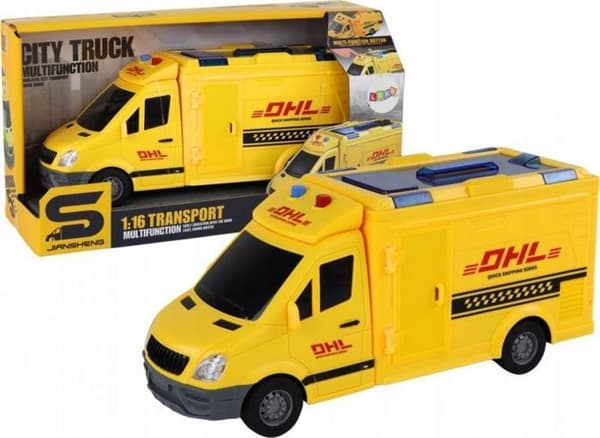 Leantoys Leveransbil 1:16, friktiondrivning, dörröppning, ljus, ljud gult