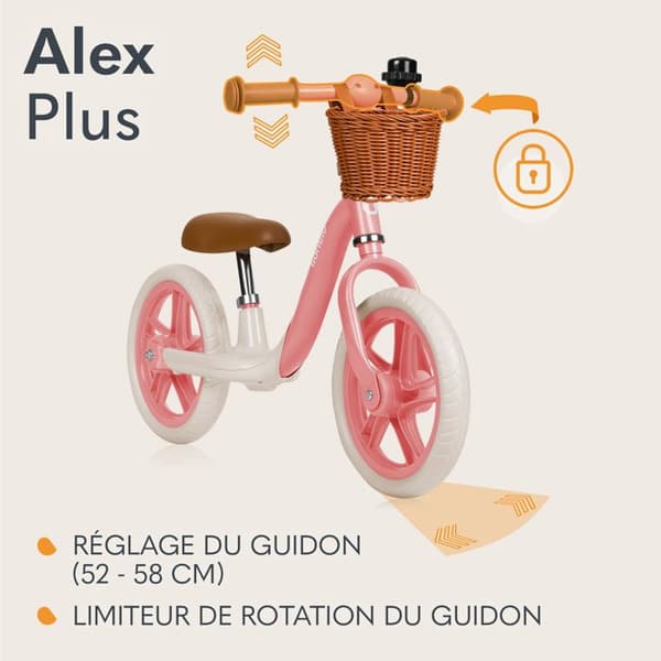 Balanscykel - LIONELO Alex Plus - Bekväm sadel - Lätt och tålig ram - Sadeljustering - Rosa