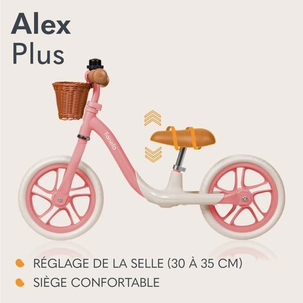 Balanscykel - LIONELO Alex Plus - Bekväm sadel - Lätt och tålig ram - Sadeljustering - Rosa