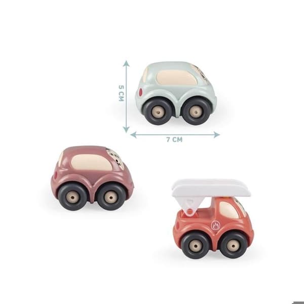 Smoby - Little Set 3 Fordon - 1st Age - Bilar och brandbil - Transportlåda - Från 12 månader - 140204