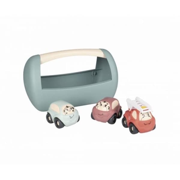 Smoby - Little Set 3 Fordon - 1st Age - Bilar och brandbil - Transportlåda - Från 12 månader - 140204
