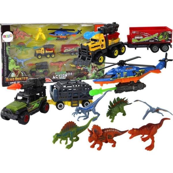 Leantoys - 15943 - Dinosaur Helikopter Fordon Set 6 Delar Färgglad