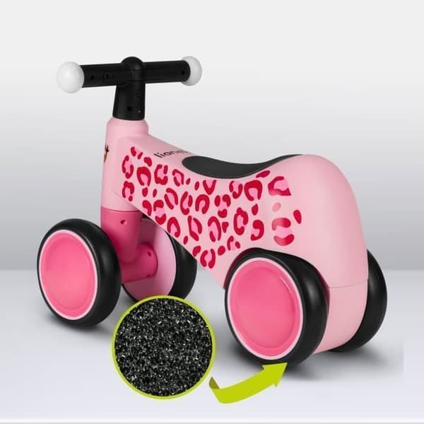 4-Wheel EVA Balance Bike - LIONELO Sammy - Barncykel - Färgglada lampor - 1-3 år (upp till 30 kg) - Ergonomisk - Rosa