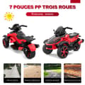 Miniatyrbild 6 av 6: Barnmotocykel Tricycle RCB - 3 Hjul - Dubbel Motor - Batteri 12V - Autofren - LED - RM2 Röd