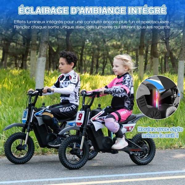 RCB Elmotorcykel för Barn 4+ År - Hastighet 25 km/h - 350W - Batteri 36V/5.2Ah - Röd