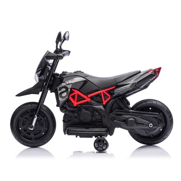 Barnens Elektriska Motorcykel Aprilia Dorsoduro 900 6V med Ljud- och Ljus Effekter Svart