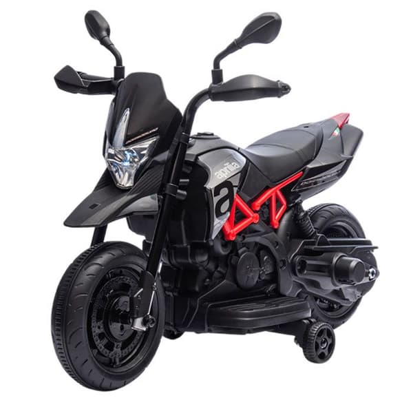 Barnens Elektriska Motorcykel Aprilia Dorsoduro 900 6V med Ljud- och Ljus Effekter Svart