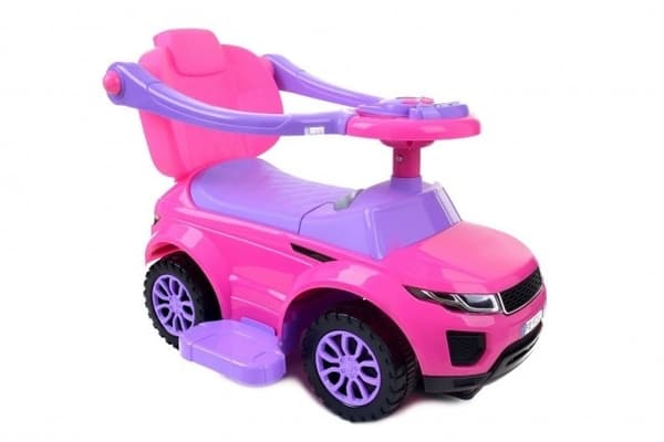 Vagn med körbygel - rosa - med fallskydd