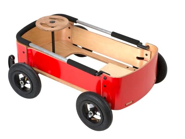 Wagon Wishbone 3 in 1 trävagn - WISHBONE - För barn från 12 månader och uppåt - Röd, brun och svart
