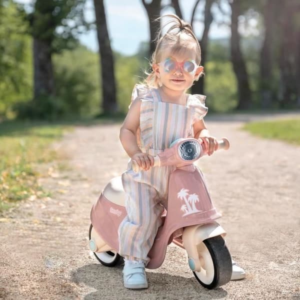Smoby - Rosa skoterhållare - Leksakslåda - Tysta hjul Från 2 år