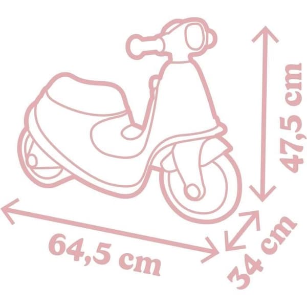 Smoby - Rosa skoterhållare - Leksakslåda - Tysta hjul Från 2 år