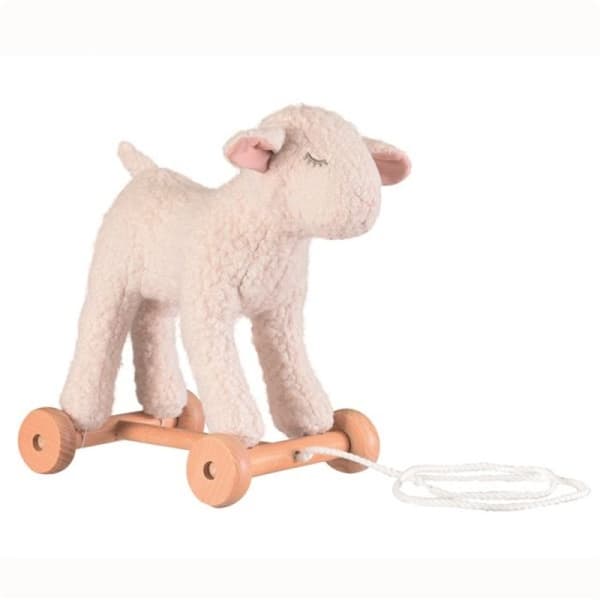 Träfigur att dra - Egmont Toys - Mary - 25x15x26 cm - Vit och beige - 12 månader