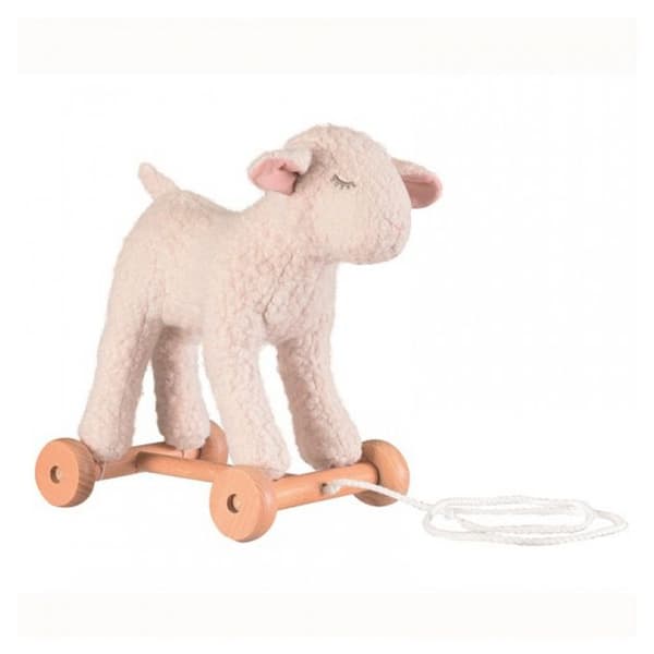 Träfigur att dra - Egmont Toys - Mary - 25x15x26 cm - Vit och beige - 12 månader