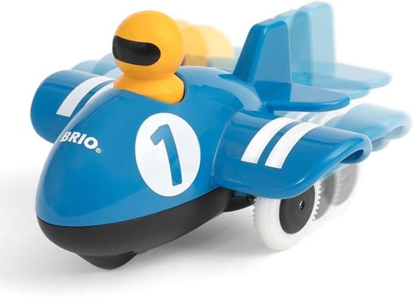 BRIO träleksak - Push &amp; Go plan - Blå - För barn från 12 månader och uppåt
