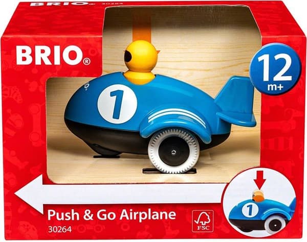 BRIO träleksak - Push &amp; Go plan - Blå - För barn från 12 månader och uppåt