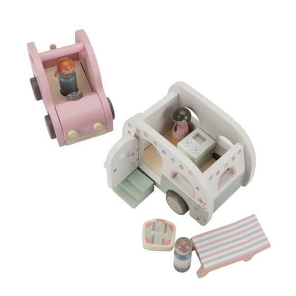 Bil med husvagn - Little Big Friends - LD8022 - FSC-trä - 3 figurer - Flerfärgad