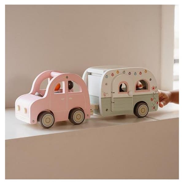 Bil med husvagn - Little Big Friends - LD8022 - FSC-trä - 3 figurer - Flerfärgad