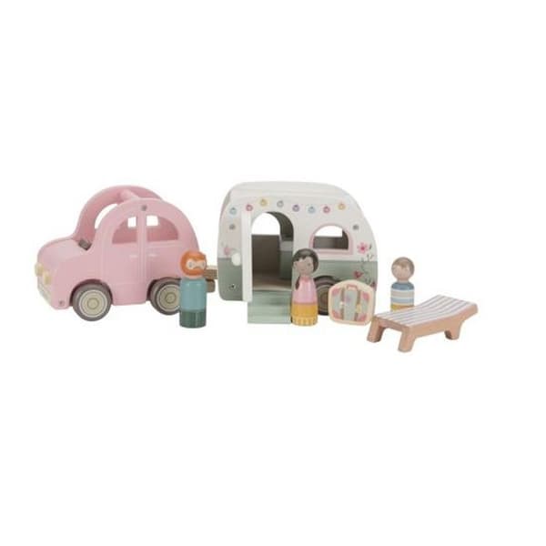 Bil med husvagn - Little Big Friends - LD8022 - FSC-trä - 3 figurer - Flerfärgad