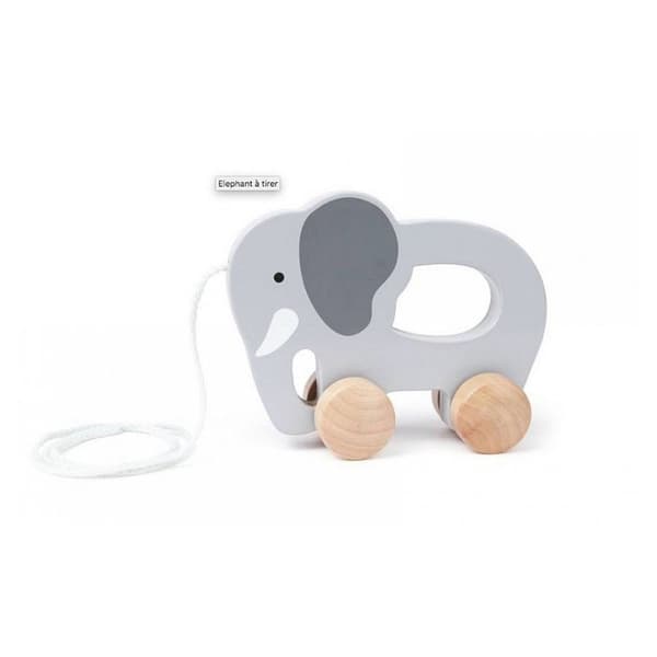 HAPE Elephant Pull Toy i trä - E0908 - Grå - 12 månader - Blandat - Inomhus