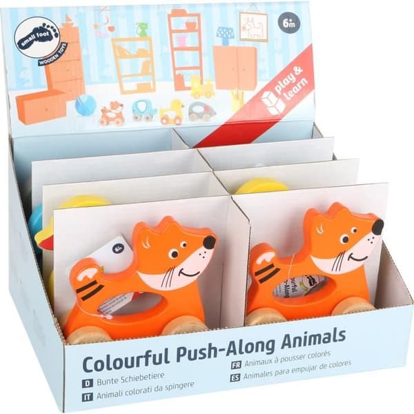 Färgglad push animal display - SMALL FOOT - Baby - Blandat - 3 år - färgglad - trä - Inomhus