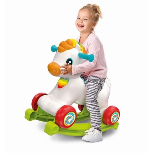Clementoni - Gyngehest med hjul - Manke med låsbare knapper - Fra 1 år gammel