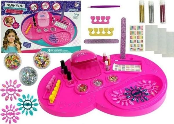 Drag leksak - tryck leksak Leantoys - 5486 - Set med kosmetikväskor för naglar, torkare, nagellack