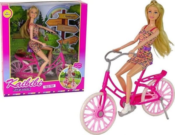Drag-leksak - tryck-leksak Leantoys - 15172 - Plastdocka cykel i rosa