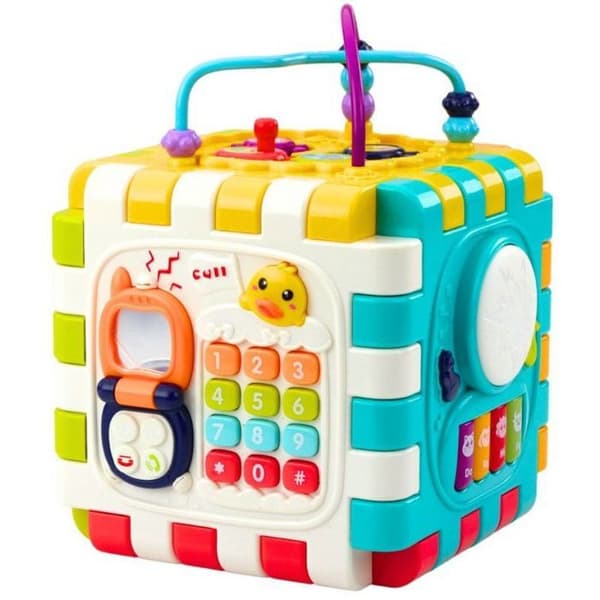 Drag leksak - knuff leksak Leantoys Interaktivt musikkube, utbildande för små barn 6 i 1 LEAN Toys