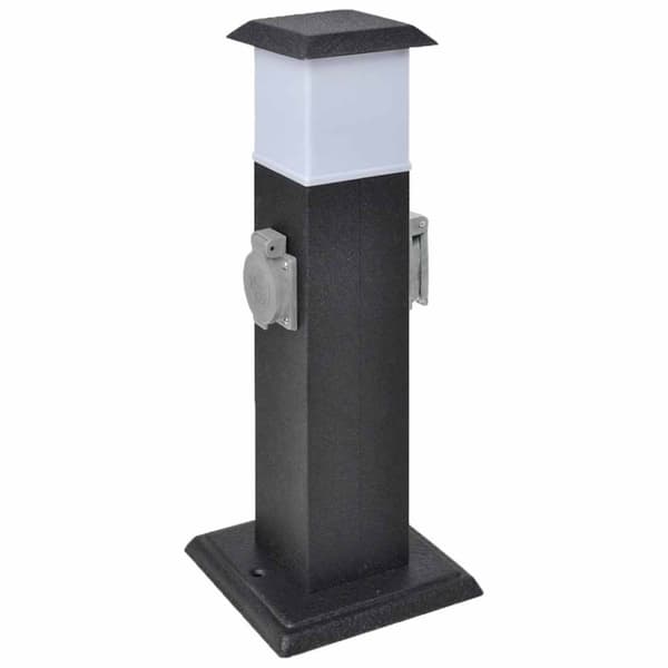 vidaXL Svart hagestrømsokkel med lampe